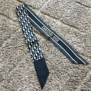 Dior Oblique Mitzah Scarf Navy Blue Silk Twill